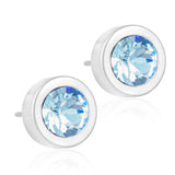 Bezel Crystal Earrings - Assorted Sizes and Colours - Silver & Natural Titanium