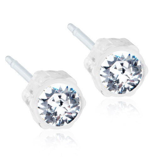 Crystal Earrings, 4mm, 6mm & 8mm - 100% Nickel Free - Medical Plastic