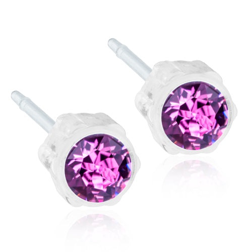 Crystal Earrings, 4mm, 6mm & 8mm - 100% Nickel Free - Medical Plastic