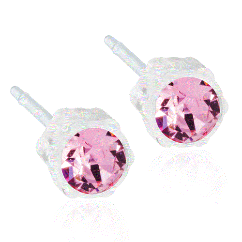 Crystal Earrings, 4mm, 6mm & 8mm - 100% Nickel Free - Medical Plastic