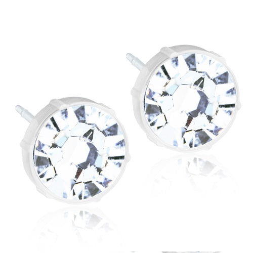 Crystal Earrings, 4mm, 6mm & 8mm - 100% Nickel Free - Medical Plastic
