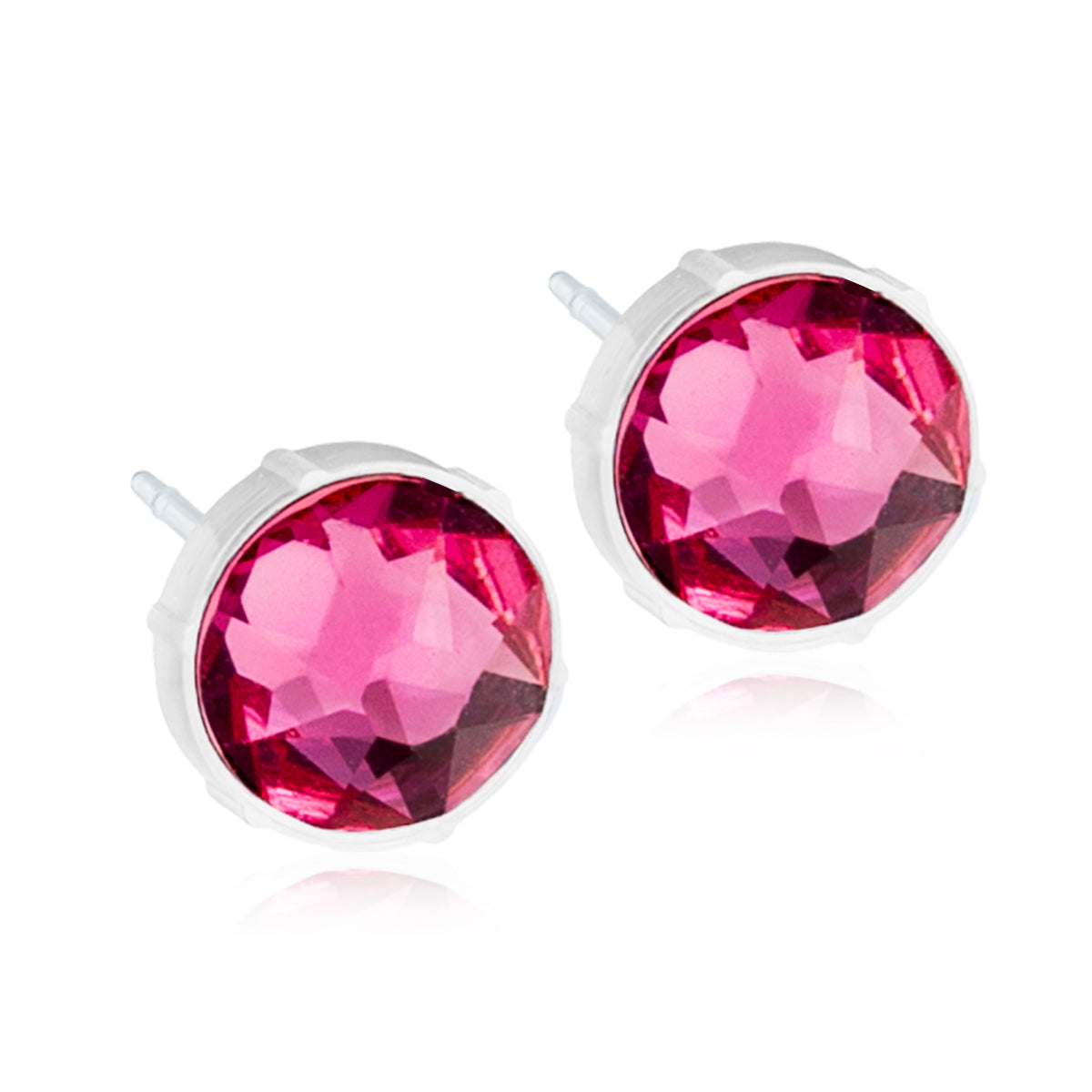Crystal Earrings, 4mm, 6mm & 8mm - 100% Nickel Free - Medical Plastic