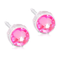 Crystal Earrings, 4mm, 6mm & 8mm - 100% Nickel Free - Medical Plastic