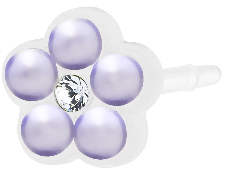 Daisy 6mm Pearls with Crystal - 100% Nickel Free Medical Plastic