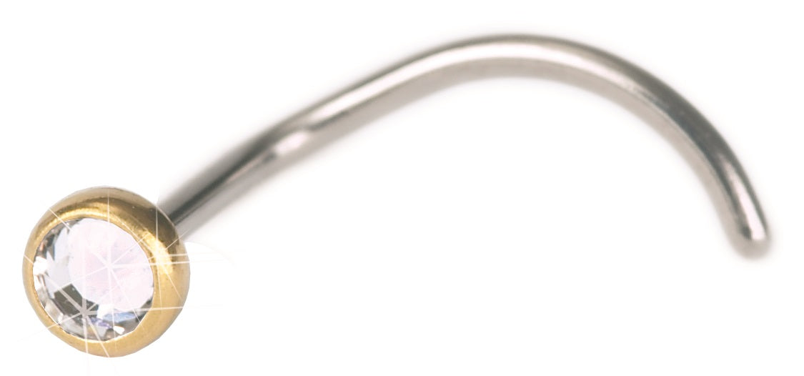 Nose Jewellery 3mm - Ball, Crystal and Star - Golden and Silver Titanium