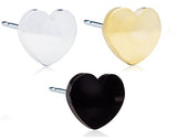 Heart & Plain Balls 5mm or 8mm - Black, Golden and Silver Titanium Earrings