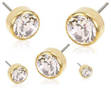 Bezel Crystal Earrings -  Assorted Sizes - Golden Titanium