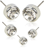 Bezel Crystal Earrings - Assorted Sizes and Colours - Silver & Natural Titanium
