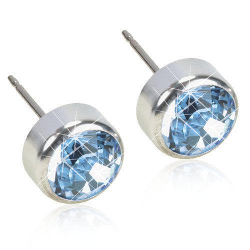 Bezel Crystal Earrings - Assorted Sizes and Colours - Silver & Natural Titanium