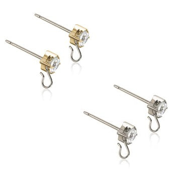 Safety ear pin 5mm Tiffany Crystal - Titanium
