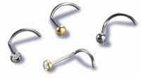 Nose Jewellery 3mm - Ball, Crystal and Star - Golden and Silver Titanium