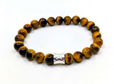 Faer & Haas Yellow Tiger Eye & Sterling SIlver Stacking Bracelet. Handmade in the UK and Free Delivery