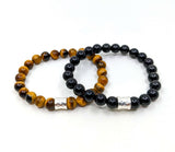 Our Obsidian and Tiger Eye stones are Grade A quality with a stunning natural colour and polished finish. No dyes or pigments are used. Crafted by hand to order. Great for Stacking with other bracelets
