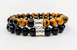 Tiger Eye and Obsidian Bracelets with Sterling Silver. Handmade in Bedfordshire. Buy now for free delivery.