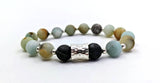 8mm Multi-Colour Frosted Amazonite with Silver Spacers | 925 Sterling Silver Beaded Bracelet