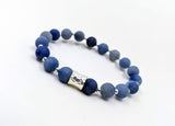 8mm Frosted Blue Aventurine with silver spacers | 925 Sterling Silver Beaded Bracelet